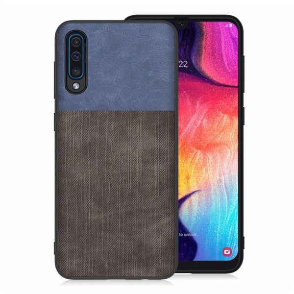 Samsung Galaxy A50 jeans tekstur etui - Blå / Sort