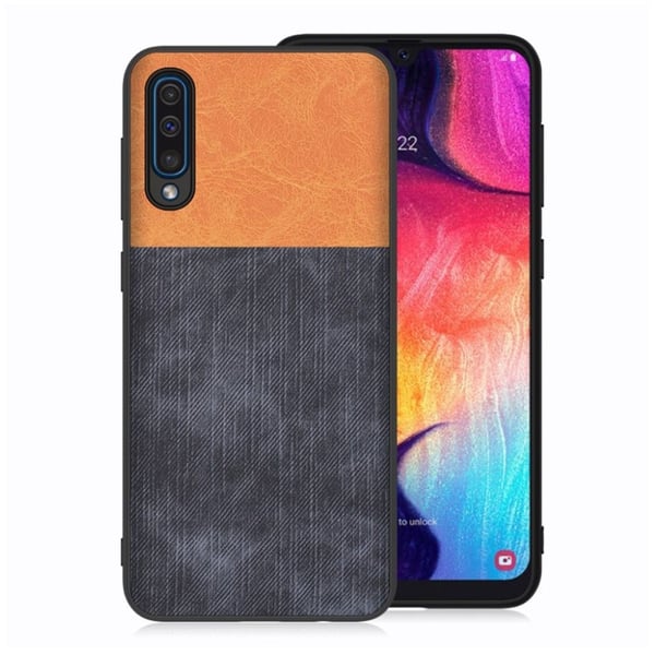 Jeans Samsung Galaxy A50 flip case - Ruskea / Tummansininen