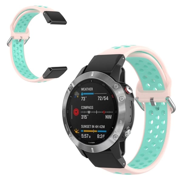 Bi-color Watch band for Garmin Fenix-klokke - Lyserosa / Cyan