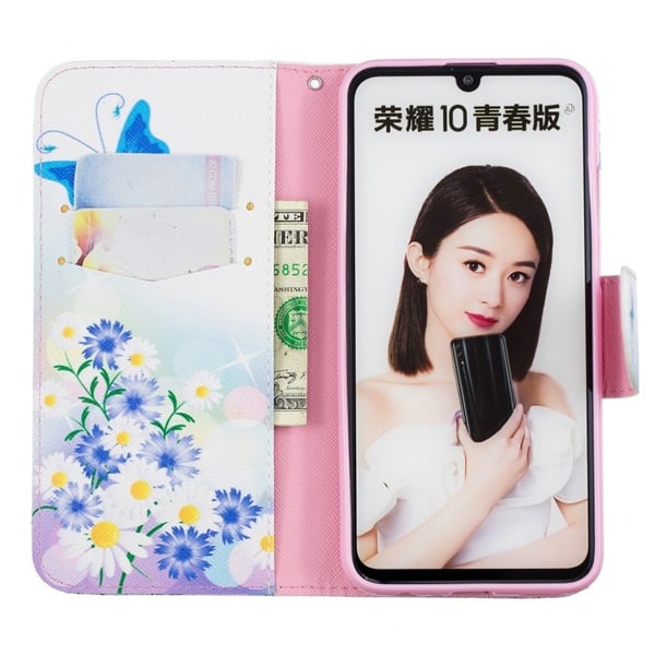 Wonderland Huawei P Smart 2019 flip-etui - Blå Sommerfugler