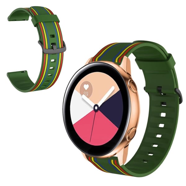 22 mm Twill tone-klokkebånd for Samsung, Amazfit og Huawei-klokker - Grønn / Fargerik