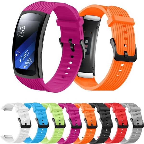 Samsung Gear Fit2 Pro silikoneurrem med lodret tråd - Sort Størrelse: S