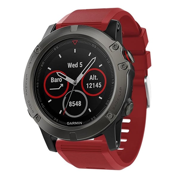 Garmin Fenix 5X Plus silikoneurrem - vinrød Garmin Fenix 5X Plus silikoneurrem - vinrød