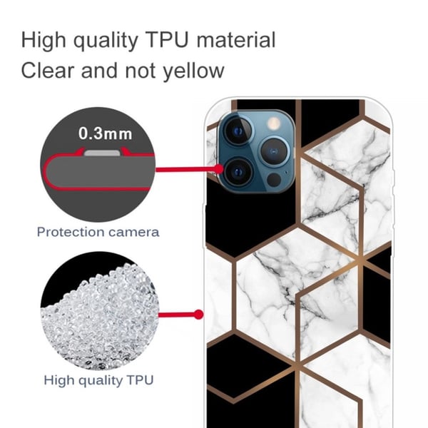 Marble iPhone 12 Pro Max Etui - Klinkekule Terning i Black og Hvit