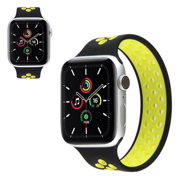 Apple Watch Series 6 / 5 40 mm tofarget silikonarmbånd - Gul / Størrelse: L