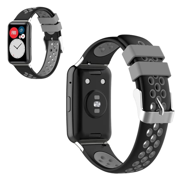 Huawei Watch Fit tofarget silikonarmbånd - Svart / Grå