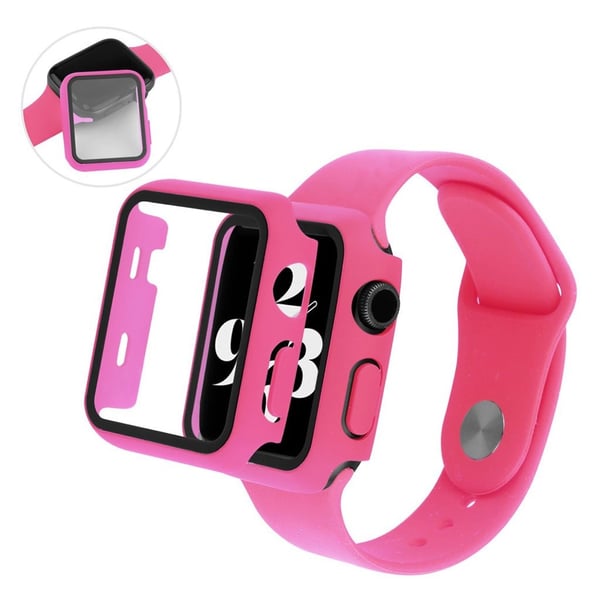 Apple Watch Series 3/2/1 42 mm deksel med herdet glass + klokkerem - Rose