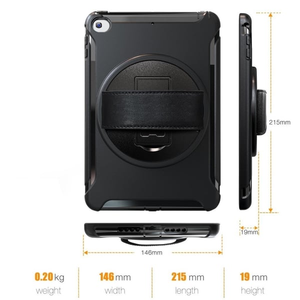 iPad Mini (2019) 3-lagers multifunktionellt hybridfodral - Svart