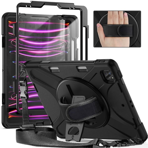 iPad Pro 12,9 tuuman (2018) X-Shape-kotelo - Kaikki Mustaa