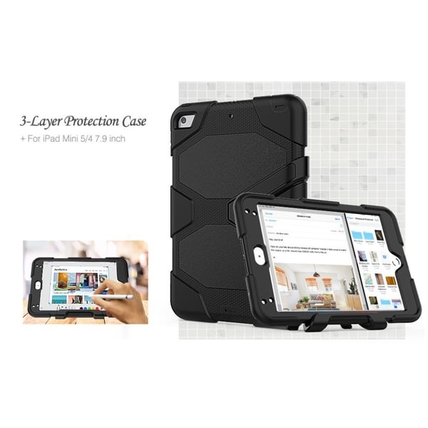 iPad Mini (2019) silikoninen yhdistelmäkotelo - Musta