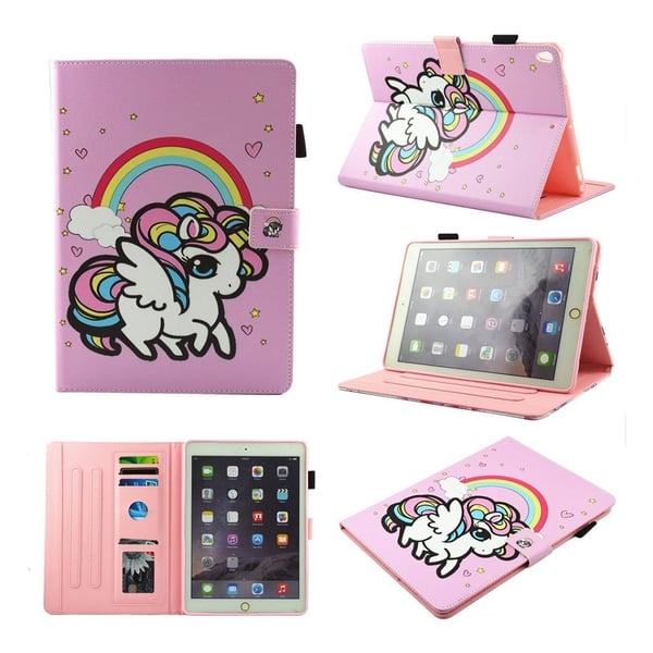 iPad Air (2019) kuvioitu nahkakotelo - Yksisarvinen Ja Sateenkaari