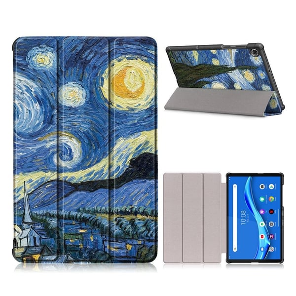 Lenovo Tab M10 FHD Plus tri-fold mønster læderetui - Malet Mønster