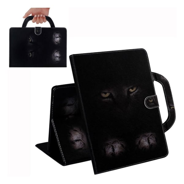 Samsung Galaxy Tab A 10.1 (2019) bærbar mønster læretui - Mysterious Cat Samsung Galaxy Tab A 10.1 (2019) bærbar mønster læretui - Mysterious Cat