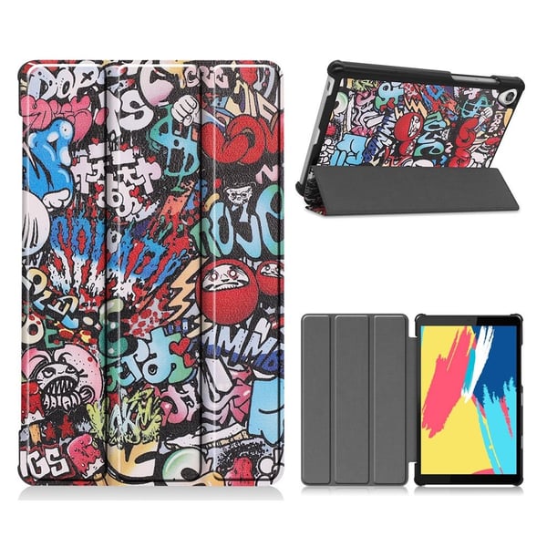 Lenovo Tab M8 flipomslag i læder med cool mønster - Tegneseriemønster