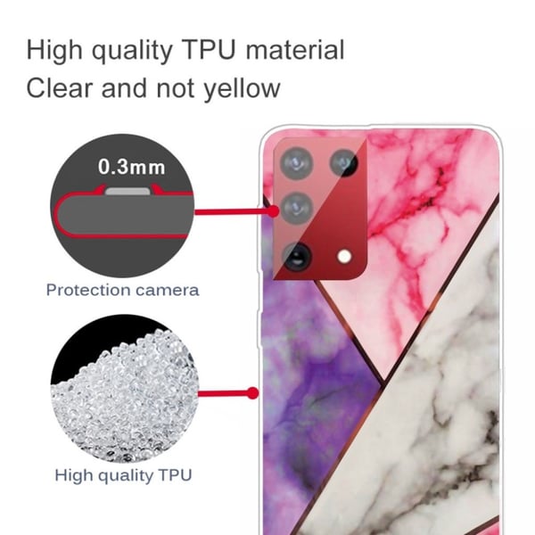 Marble Samsung Galaxy S21 Ultra Etui - Lilla / Rose / Hvit / Grønn