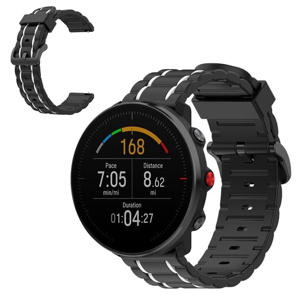 Wave silikonarmbånd for Polar-, Ticwatch- og Huawei-klokker - Hvit
