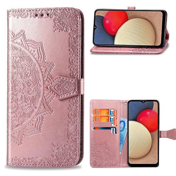 Mandala Samsung Galaxy A02s Flip Etui - Rødguld