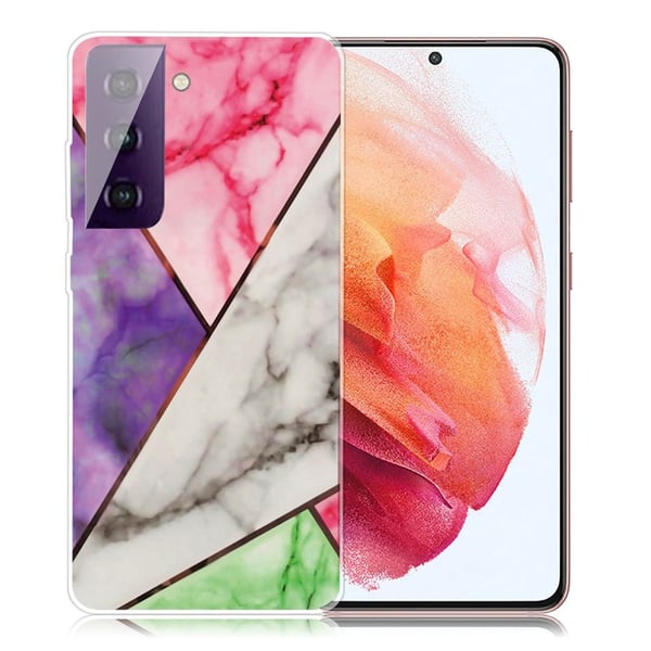 Marble Samsung Galaxy S21 Etui - Lilla / Rose / Hvit / Grønn