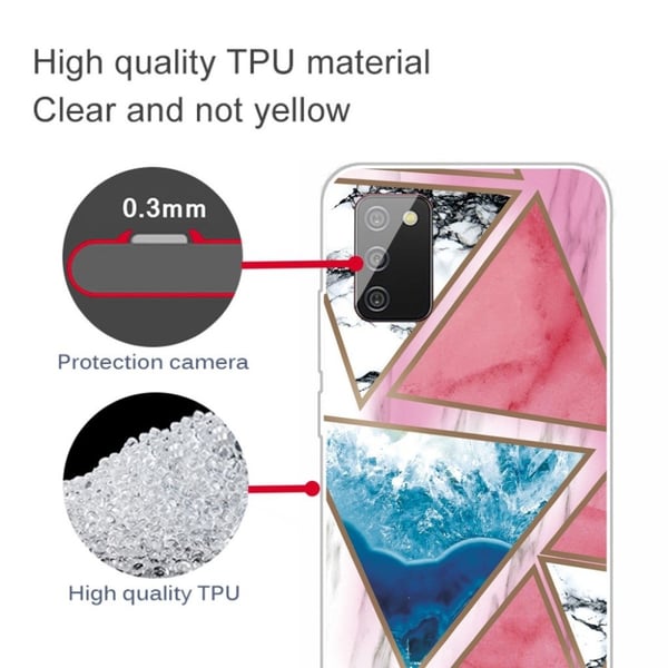 Marble Samsung Galaxy A02s Etui - Hvit / Blå / Rose Trekant