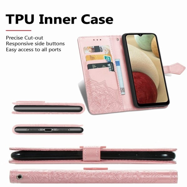 Mandala Samsung Galaxy A12 5G Flip Etui - Rødguld