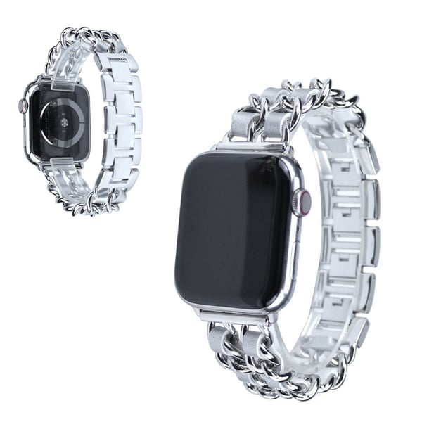 Apple Watch Series 5 40 mm elegant mønstret klokkerem - Sølv