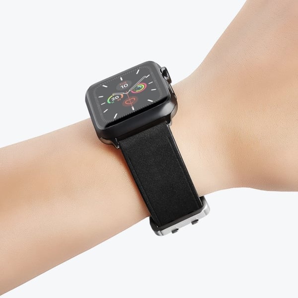 Apple Watch Series 5 / 4 40 mm unikt urarmbånd i ekte skinn - Svart