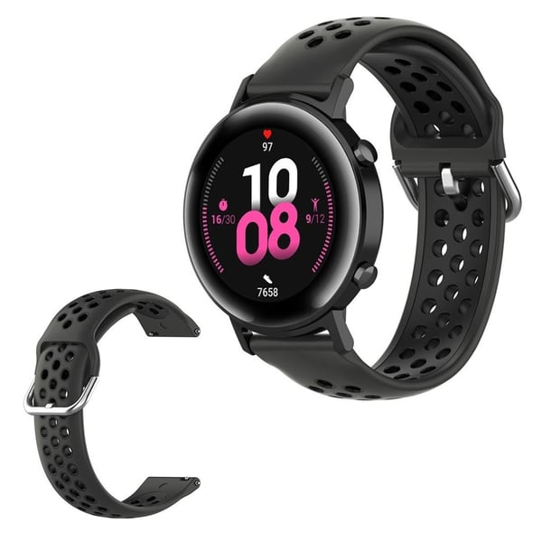 Amazfit Youth / Huawei Watch GT 2 42mm tofarget silikonklokkebånd - Svart