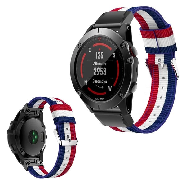 Garmin Venu nylonarmbånd - Rød / Hvit / Blå