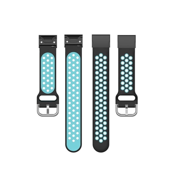Bi-color Watch band for Garmin Fenix-klokke - Svart / Cyan