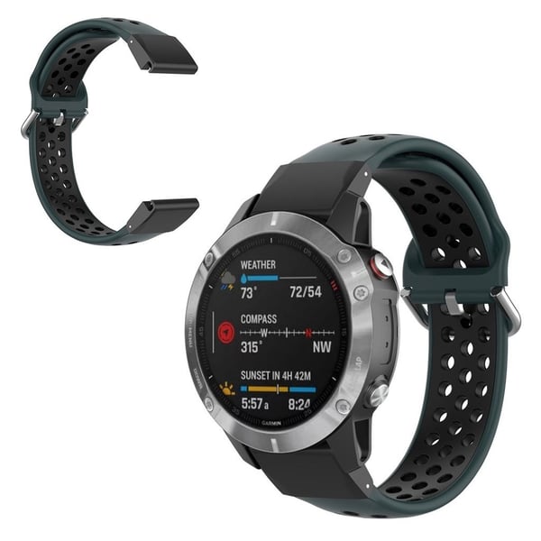 Bifarvet urrem til Garmin Fenix-ur - Mørkegrøn / Sort Bifarvet urrem til Garmin Fenix-ur - Mørkegrøn / Sort