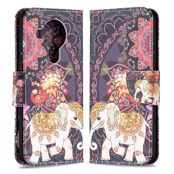 Wonderland Nokia 5.4 Flippetui - Mandala og Elefant