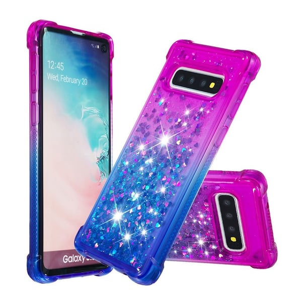 Samsung Galaxy S10 gradueret glimmer cover - lilla / blå