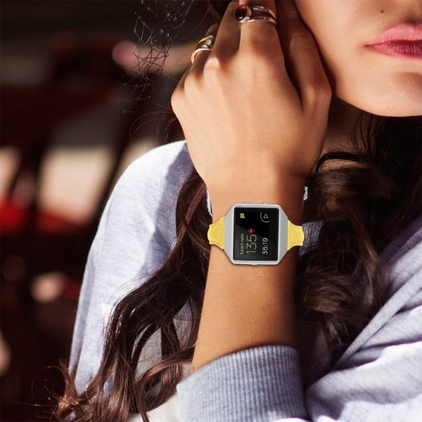 Fitbit Blaze urrem i okselæder - Gul