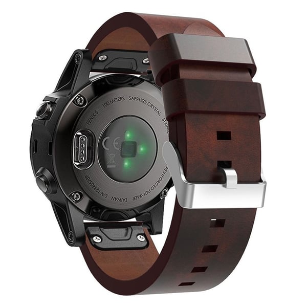 Garmin Fenix 5 210mm læderurrem - brun