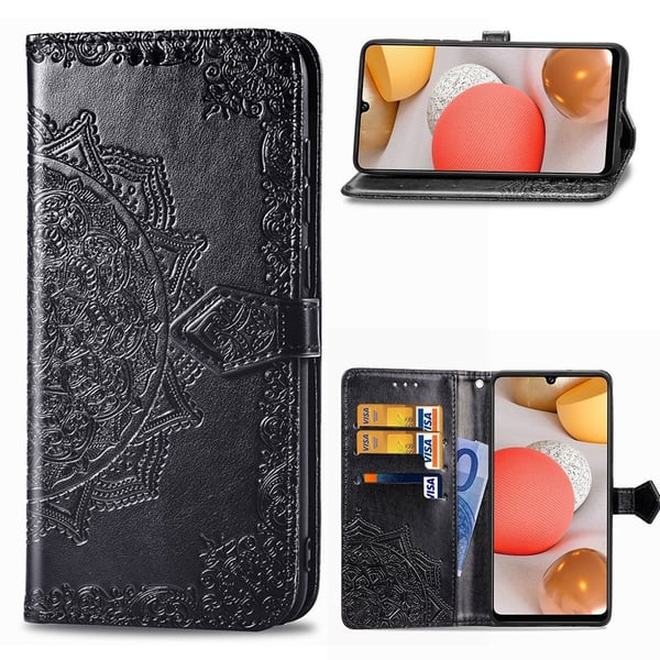Mandala Samsung Galaxy A42 5G Flip Etui - Sort Mandala Samsung Galaxy A42 5G Flip Etui - Sort