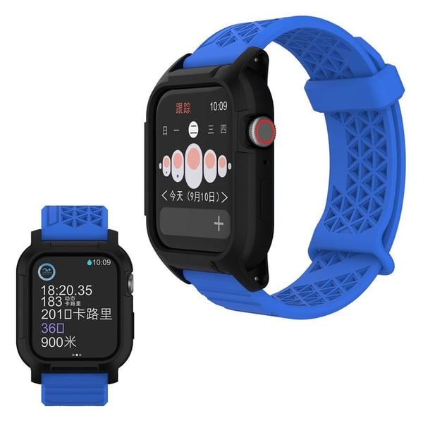 Apple Watch Series 5 44 mm slitesterkt silikonarmbånd - Blå / Svart