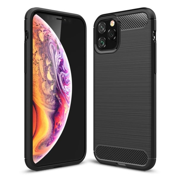 Kulfiberbørstet fleksibelt telefonetui iPhone 11 Pro 5,8 tommer (2019) - Sort