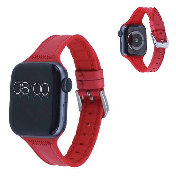 Apple Watch Series 5 40mm silikone læderarmbånd - Rød Apple Watch Series 5 40mm silikone læderarmbånd - Rød