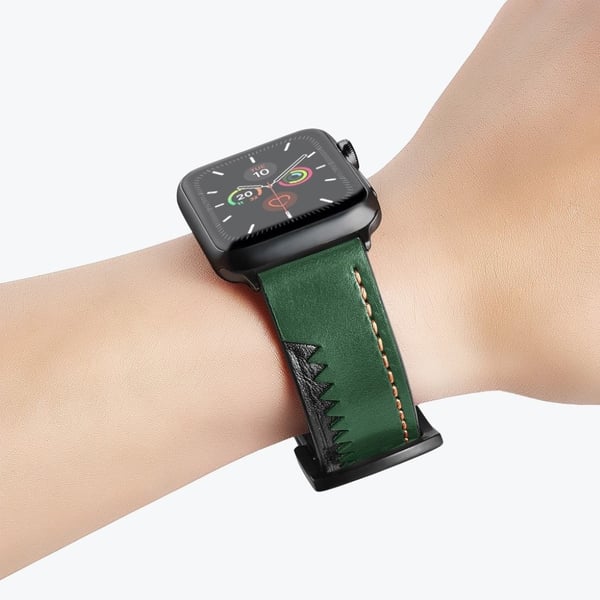 Ægte læderarmbånd med takker til Apple Watch Series 5 / 4 44mm - Grøn