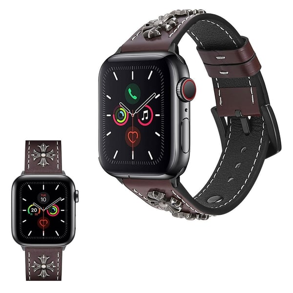 Apple Watch Series 5 / 4 40mm ægte cool cross læderarmbånd - Rødvin Apple Watch Series 5 / 4 40mm ægte cool cross læderarmbånd - Rødvin