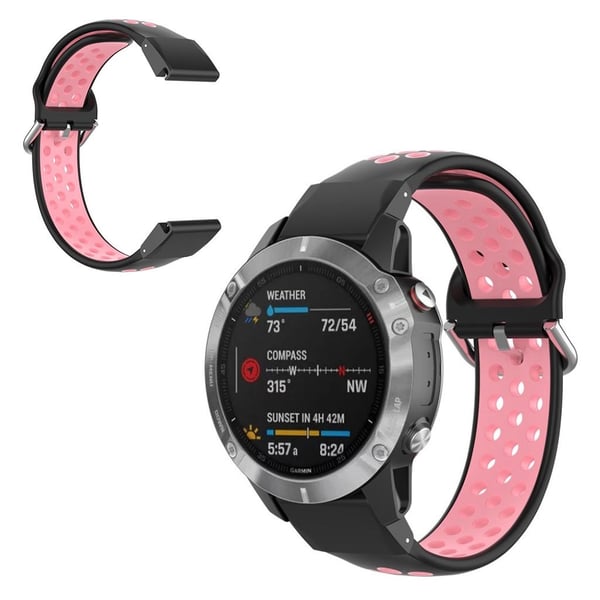 Bi-color Watch band for Garmin Fenix-klokke - Svart / Rosa