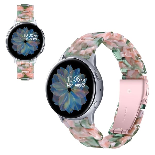 Samsung Galaxy Watch (42mm) / Aktiv marmorlignende urrem - Lyserød / Grøn