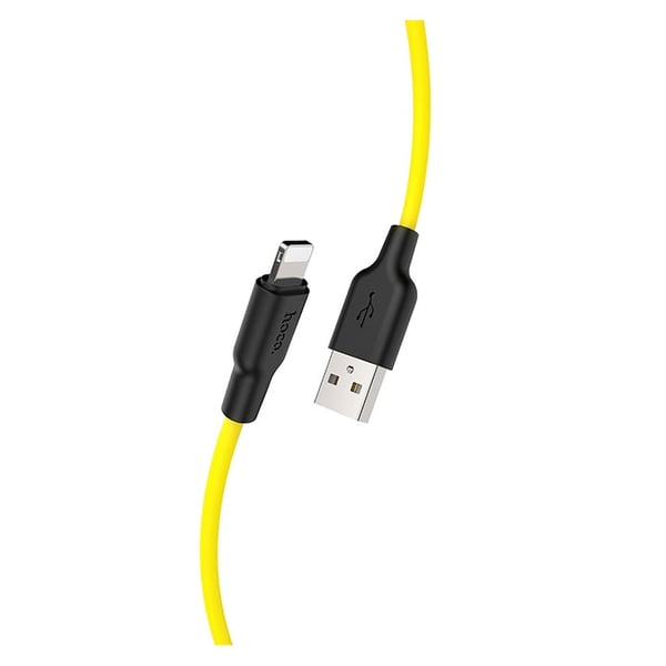 HOCO X21 Plus Silikoneopladerkabel til Lightning - Sort & Gul HOCO X21 Plus Silikoneopladerkabel til Lightning - Sort & Gul