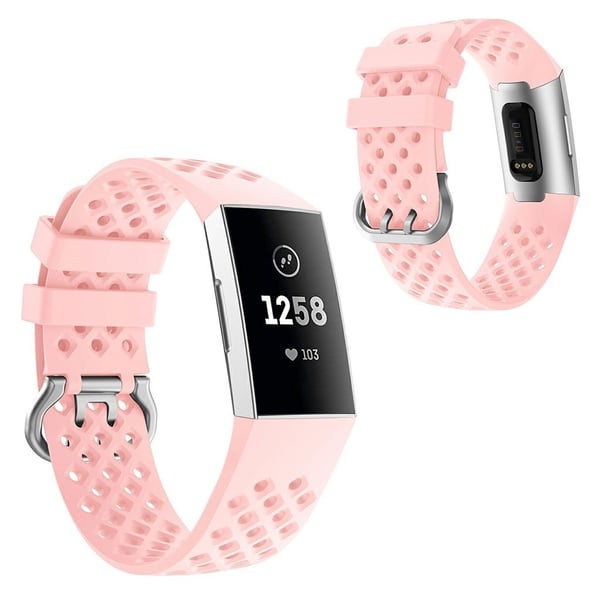 Fitbit Charge 4 / 3 neliöreikäinen silikoninen kellonauha - Pinkki Fitbit Charge 4 / 3 neliöreikäinen silikoninen kellonauha - Pinkki
