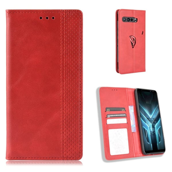 Bofink Vintage Asus Rog Phone 3 / 3 Strix Lær Etui - Rød