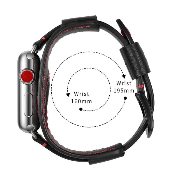 Crazy Horse Apple Watch Series 5 40mm urrem i ægte læder - Sort / Sort