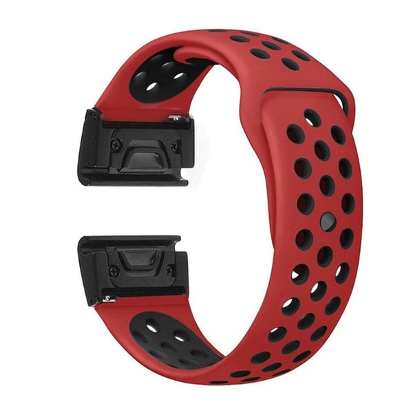 Garmin Fenix Fem To-Farge Silikon Klokkereim - Rød / Svart Garmin Fenix Fem To-Farge Silikon Klokkereim - Rød / Svart