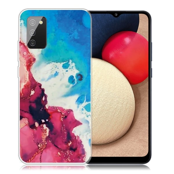 Marble Samsung Galaxy A02s Etui - Splash Of Red og Blå