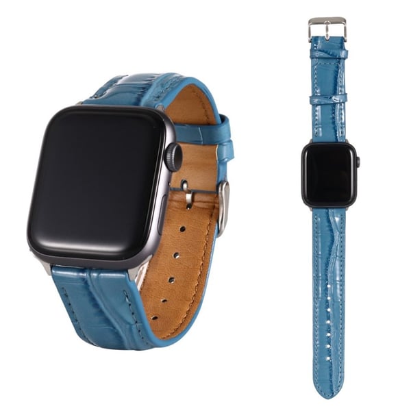 Apple Watch Series 5 / 4 40mm læderetui med krokodillemønster - Blå Apple Watch Series 5 / 4 40mm læderetui med krokodillemønster - Blå