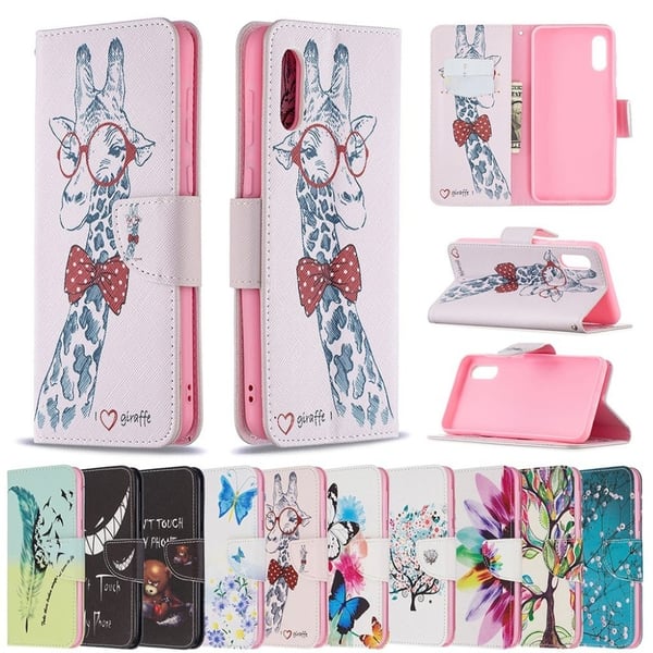 Wonderland Samsung Galaxy A02 flip-etui - Blå Sommerfugl Og Blomster